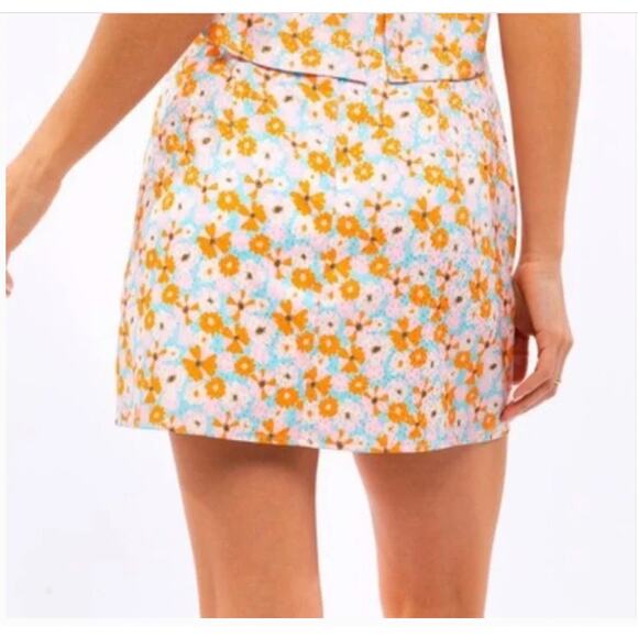 70s MOD Le Lis Floral Mini Skirt – Satin Retro Print – Size M NWT- Woodstock - Picture 5 of 10